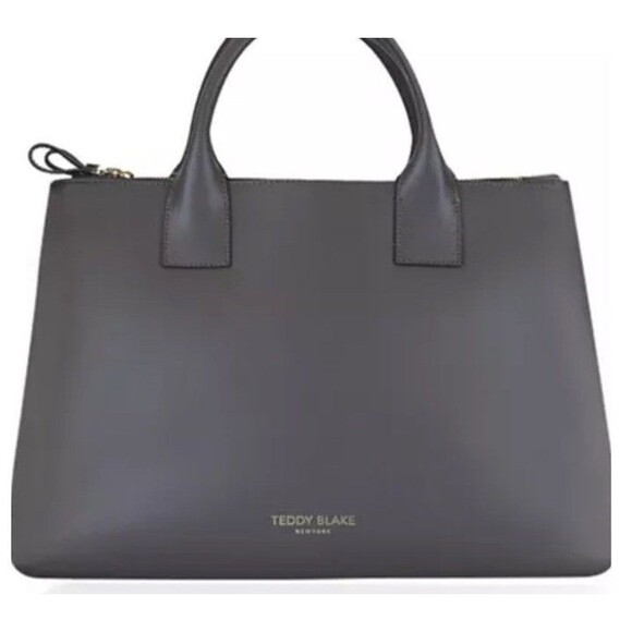 Teddy Blake Gray Bella Vitello Handbag Made In Italy Luxury Excellent Condition - Picture 1 of 10